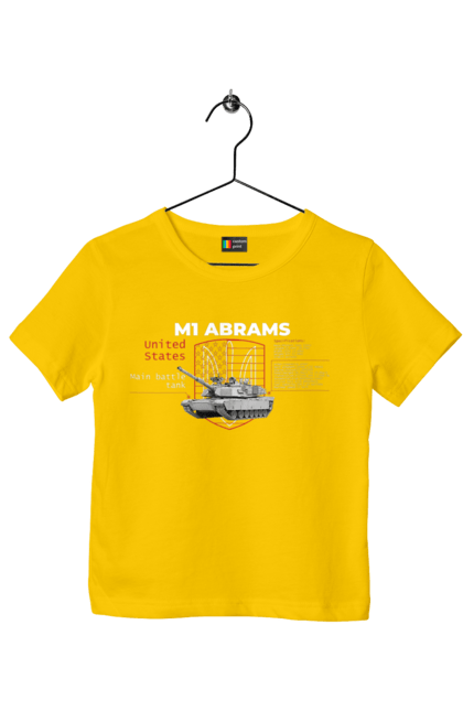 Футболка дитяча з принтом "M1 Abrams англійська". Abrams, m1 abrams, залужний, зброя, танк. 2070702