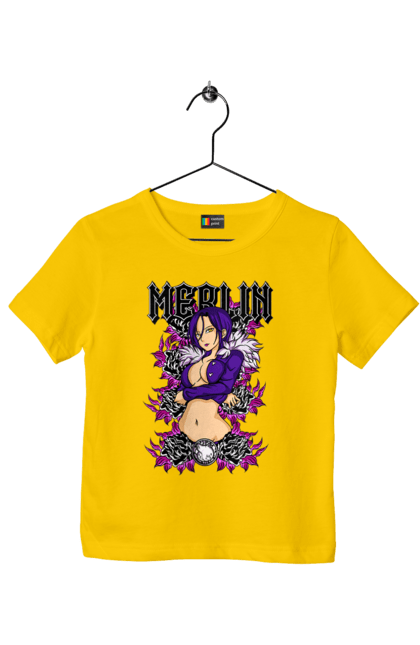 Children's t-shirt with prints Seven Deadly Sins Merlin. Adventures, anime, comedy, fantasy, manga, merlin, seven deadly sins. 2070702