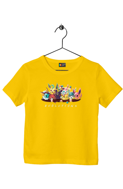 Children's t-shirt with prints Evolution Pokemon. Anime, for children, game, manga, pocket monster, pokemon, to catch pokemon, video game, video game heroes. 2070702