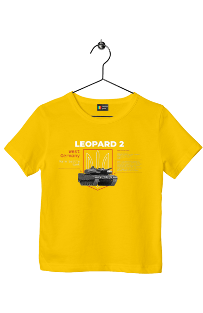Футболка детская с принтом Leopard 2 английский. Leopard 2, залужный, оружие, танк. 2070702