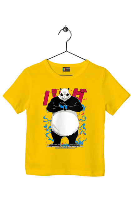 Children's t-shirt with prints Jujutsu Kaisen Panda. Anime, dark fantasy, jujutsu kaisen, magic battle, manga, mystic, panda. 2070702