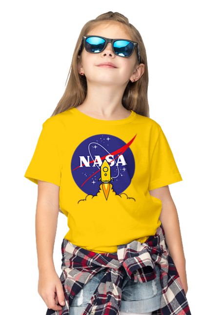 Футболка дитяча з принтом "NASA". Авіація, астронавтика, дослідження, космічний, космонавтика, космос, наука, повітроплавання, політ, ракета, сша, технології. futbolka.stylus.ua