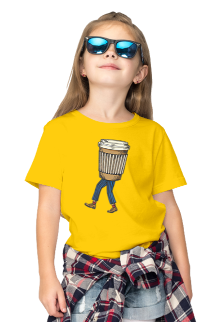 Children's t-shirt with prints Coffee Man. Coffee, coffee lover. 2070702