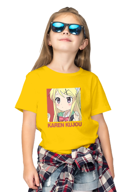 Children's t-shirt with prints Kiniro Mosaic Karen Kujo. Anime, gold mosaic, karen, karen kujo, kiniro mosaic, kinmoza, manga. 2070702