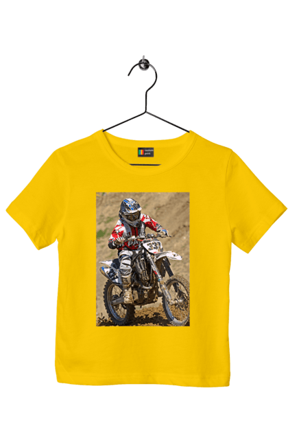 Children's t-shirt with prints MOTOR RACER. Athlete, moto, motor racer, motorbike, sport. 2070702
