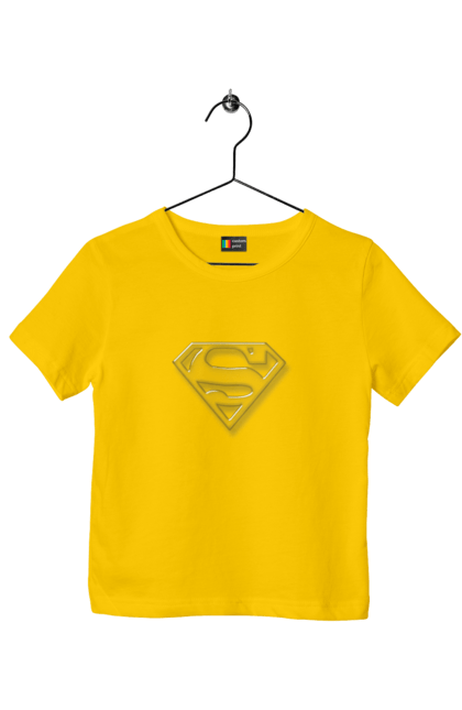 Футболка дитяча з принтом "Логотип супермена". Емблема, літера s, логотип, логотип супермена, мультфільм, супермен, фільм. CustomPrint.market