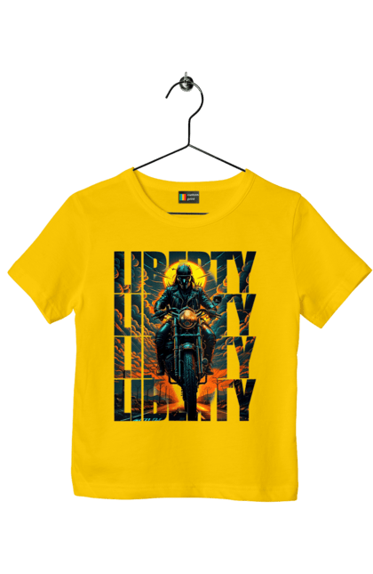 Children's t-shirt with prints Biker. Biker, freedom, motorcyclist, tourism, travel. 2070702