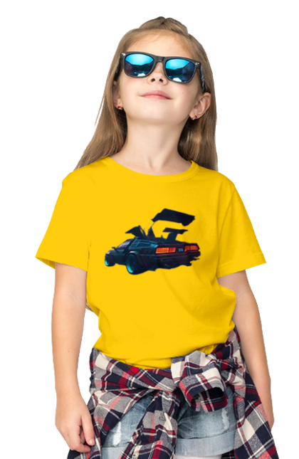 Футболка дитяча з принтом "DeLorean назад у майбутнє". Автомобіль, делореан, з фільму. 2070702