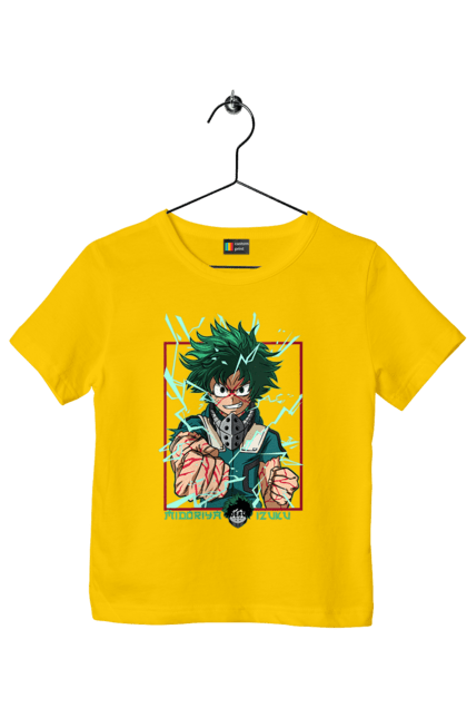 Футболка дитяча з принтом "Моя академія героїв Мідорія". Izuku, midoriya, my hero academia, аніме, ізуку мідорія, манга, мідорія, моя геройська академія. 2070702