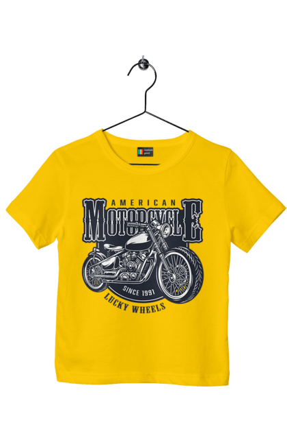 Футболка дитяча з принтом "Крутий vintage мотоцикл". Америка, вінтаж, вінтажний, гарний, мотоцикл, мотоцикли, ретро, стильно, стильовий, чоловічий. 2070702