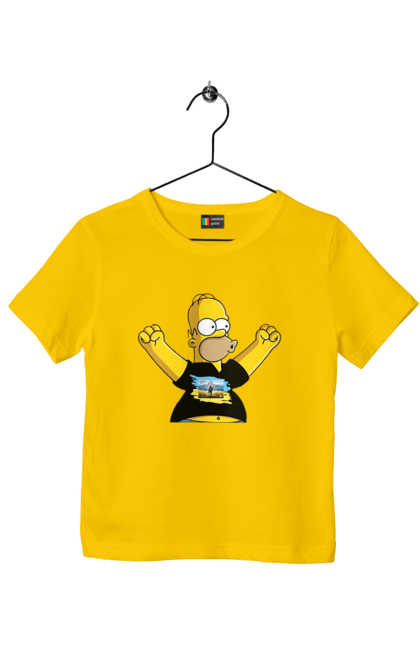 Children's t-shirt with prints Simpson and the Russian ship. Homer, homer simpson, patriot, russian ship, ship brand, simpson, ukraine, victory, war. 2070702