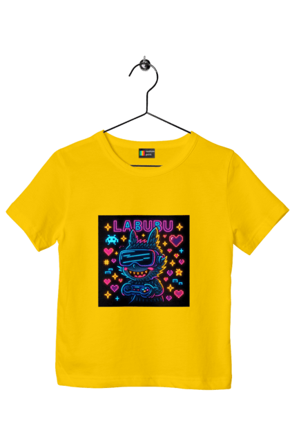 Футболка дитяча з принтом "Лабубу". Vrочки, геймеркультура, геймпад, іконкиаркади, кіберарт, лабубу, неонгеймінг, піксельарт, ретроаркада, світиться. 2070702