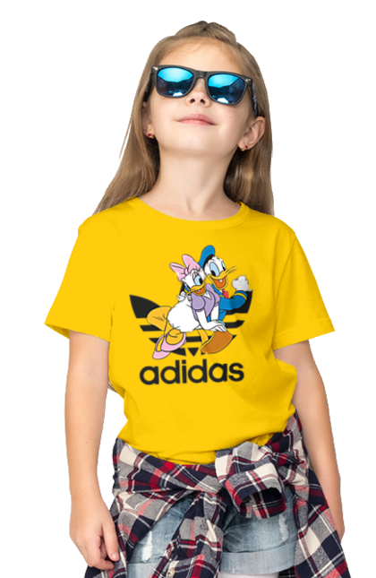 Футболка дитяча з принтом "Adidas Дональд Дак". Adidas, daisy duck, donald duck, адідас, дейзі дак, дональд дак, мультсеріал, мультфільм. 2070702