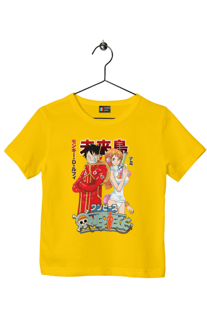 Children's t-shirt with prints One Piece Nami and Luffy. Anime, cat burglar, manga, nami, one piece, straw hat pirates. 2070702