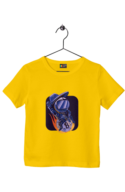 Футболка дитяча з принтом "Космо біткоїн". Биткоин, бінарний, біткоїн, біткойн, валюта, гроші, крипто, програміст, хакер. 2070702