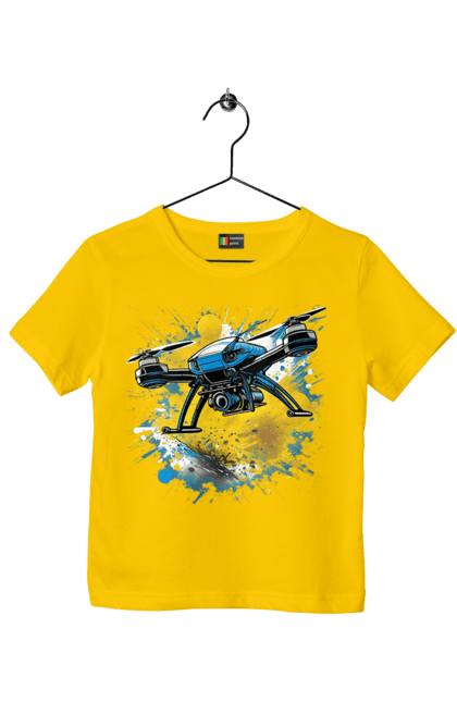 Футболка дитяча з принтом "Дрон". Дрон, зсу, символ україни, україна, фпв дрон. 2070702