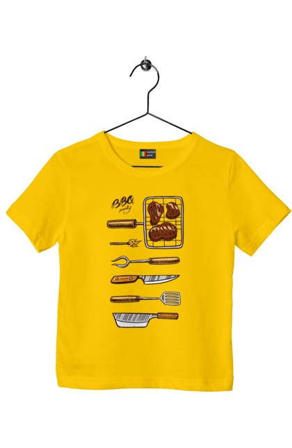 Футболка дитяча з принтом "Барбекю Паті". Барбекю, м`ясо, смажити. 2070702