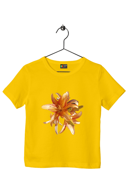 Children's t-shirt with prints Orange lily. Beauty, flower, lily, nature, orange, solar. 2070702
