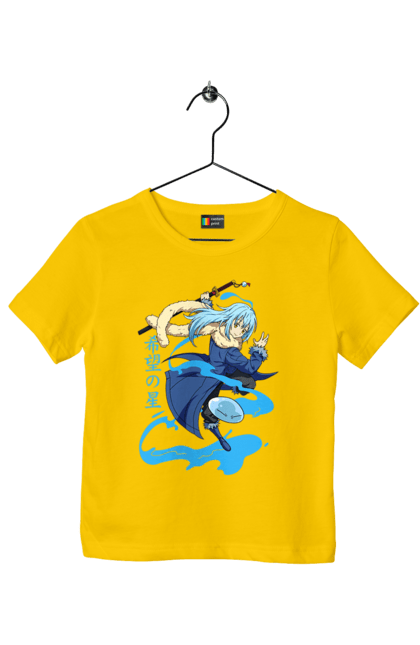 Children's t-shirt with prints Regarding Reincarnated to Slime. Anime, manga, reincarnated to slim, reincarnated to slime, rimuru, rimuru tempest, short story, slime. 2070702