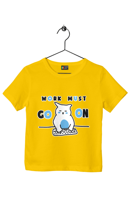 Футболка дитяча з принтом "Робота не вовк". Айті, кіт, коти, котики, робота. 2070702