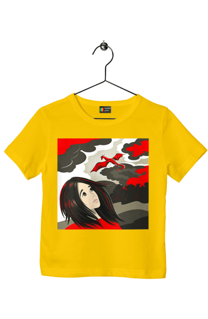 Children's t-shirt with prints Girl and dragon. Dragon, fantasy, romance, young woman. 2070702