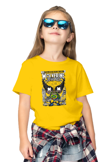 Футболка дитяча з принтом "Zombie Wolverine". Дивуватися, зомбі, комікси, логан, людина, росомаха, х людина. Funkotee