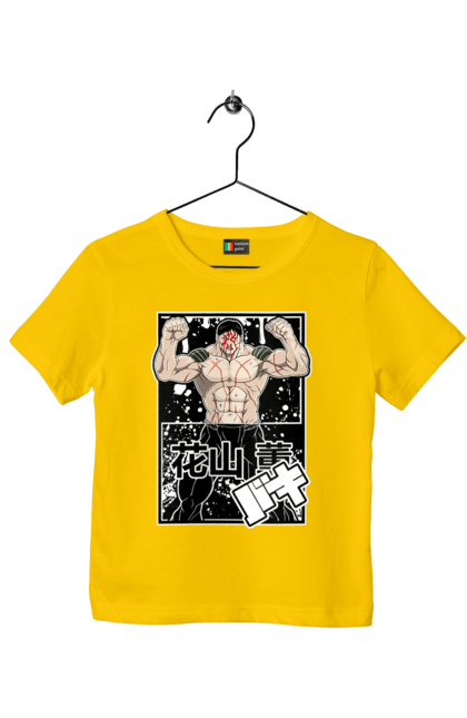 Children's t-shirt with prints Baki the Grappler Kaoru Hanayama. Anime, baki, baki fighter, baki the grappler, kaoru hanayama, manga, martial arts, tv series. 2070702