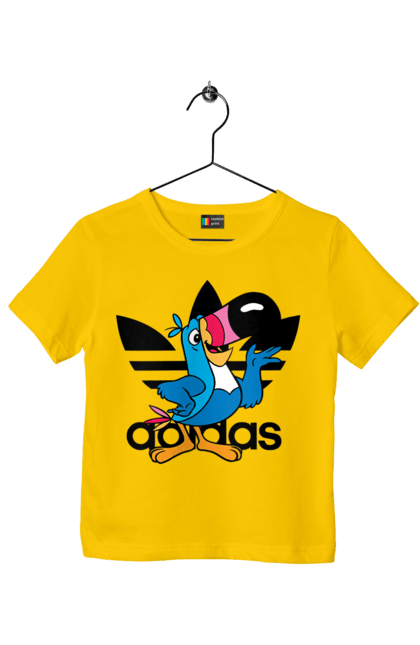 Футболка детская с принтом Adidas Тукан Сэм. Adidas, froot loops, toucan sam, адидас, москот, тукан сэм. 2070702