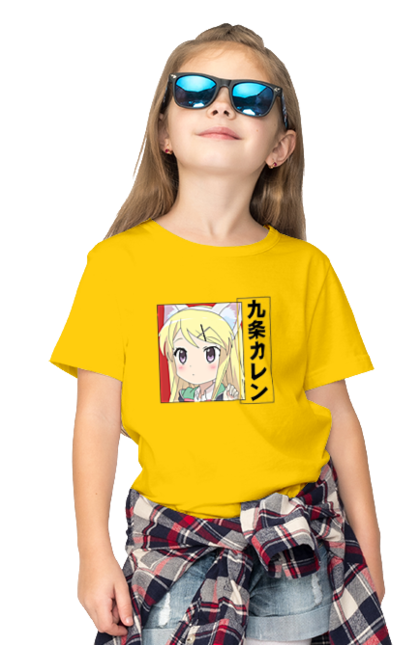 Children's t-shirt with prints Kiniro Mosaic Karen Kujo. Anime, gold mosaic, karen, karen kujo, kiniro mosaic, kinmoza, manga. 2070702