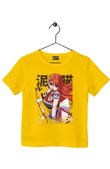 Children's t-shirt with prints One Piece Nami. Anime, cat burglar, manga, nami, one piece, straw hat pirates. 2070702