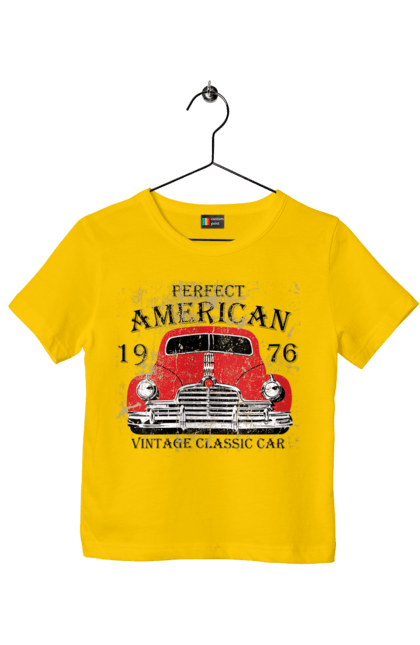 Футболка дитяча з принтом "Машина вінтаж, 1976". 1976, вінтаж, машина. 2070702