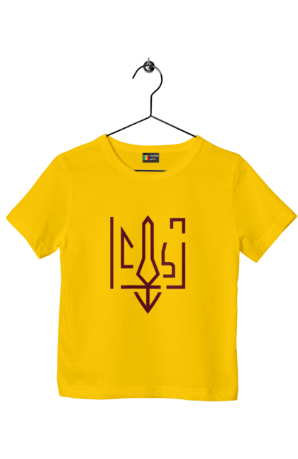 Футболка дитяча з принтом "Тризуб мінімалізм". Герб, герб україни, патріотичне, україна, українська символіка, українське. 2070702