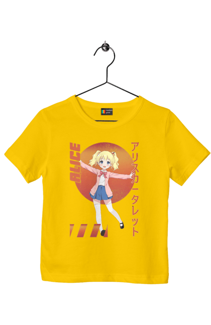 Children's t-shirt with prints Kiniro Mosaic Alice Cartelet. Alice, alice cartelet, anime, gold mosaic, kiniro mosaic, kinmoza, manga. 2070702