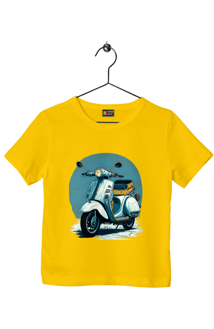 Футболка дитяча з принтом "Мопед". Відпочинок, літо, мопед, скутер, швидкість. 2070702