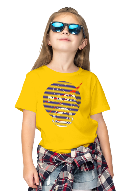 Футболка дитяча з принтом "NASA". Авіація, астронавтика, дослідження, космічний, космонавт, космонавтика, космос, наука, повітроплавання, ракета, сша, технології, шолом. CustomPrint.market