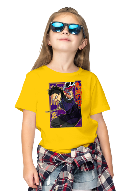 Children's t-shirt with prints Demon Slayer Genya Shinazugawa. Anime, demon slayer, genya, genya shinazugawa, kimetsu no yaiba, manga, аниме, истребитель демонов, манга. 2070702