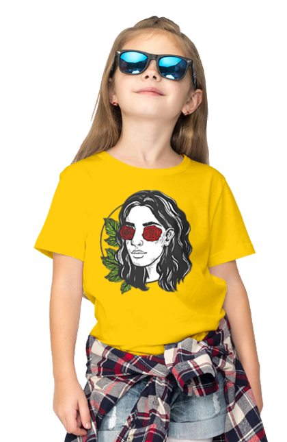 Children's t-shirt with prints Girl With Roses In The Eyes. Girl, rose flower. 2070702