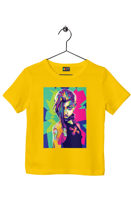 Children's t-shirt with prints Arcane. Animated series, arcane, fantasy, fortiche, jinx, league of legends, riot games, wai. 2070702