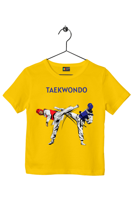 Футболка детская с принтом Тхэквондо. Taekwondo, боевое искусство, корея, спорт, таэквондо, тренировка. 2070702