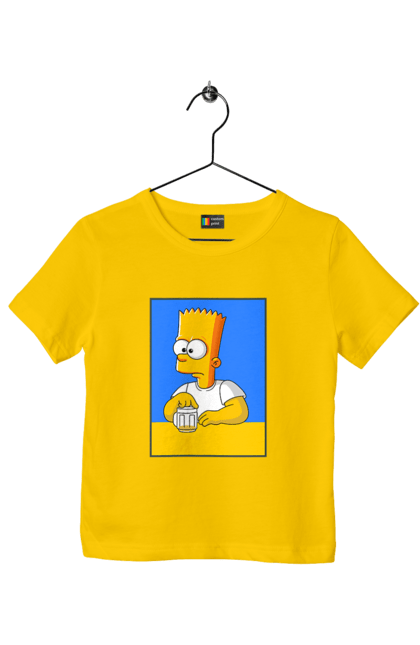 Children's t-shirt with prints Bart is a beer lover. Bart, bart simpson, cartoon characters, cartoons, simpsons, ukrainian flag. 2070702