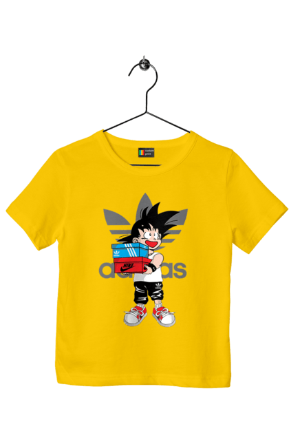 Футболка детская с принтом Adidas Сон Гоку. Adidas, anime, dragon ball, son goku, адидас, аниме, гоку, жемчуг дракона, манга, сон гоку. 2070702