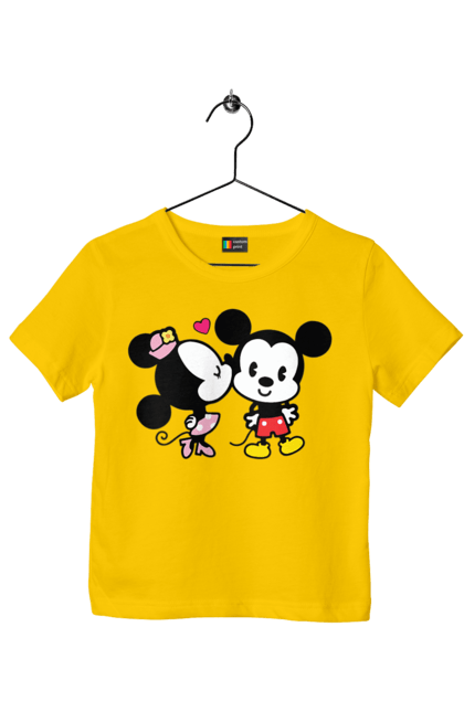 Children's t-shirt with prints Mickey Mouse and Minnie Mouse. Cartoon, disney, mickey, mickey mouse, minnie mouse. 2070702