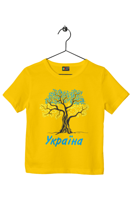 Футболка дитяча з принтом "Синьо жовте дерево Україна". Дерево україна, символ україни, синьо жовте дерево, україна, українська символіка. 2070702