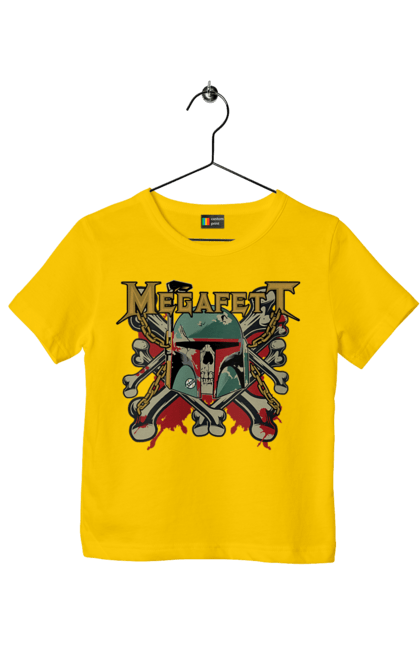 Children's t-shirt with prints Megafett. Bob fett, boba fett, clone, head hunter, megadeth, megafett, star wars. 2070702