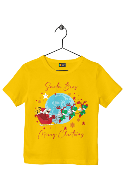 Children's t-shirt with prints Super Mario Bros: Merry Christmas. Character, christmas, game, mario, mario bros, merry christmas, nintendo, santa claus, super mario bros. 2070702