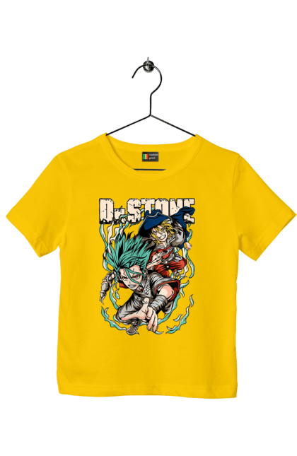 Children's t-shirt with prints Dr. Stone Senku and Ryuusui. Anime, dr. stone, ishigami, manga, ryuusui, ryuusui nanami, senku, senku ishigami. 2070702