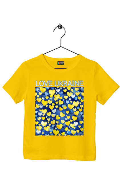 Футболка дитяча з принтом "Люблю Україну". Люблю україну, любов, серце, символи україни, україна, українська символіка. 2070702