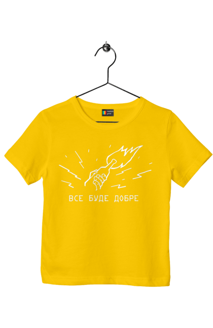 Футболка дитяча з принтом "Все буде добре". Бандера смузі, війна, все буде добре, гумор, з тризубом, зсу, патріотична, прикольна, смішна. 2070702