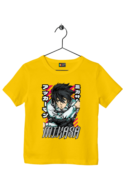 Children's t-shirt with prints Attack on Titan Mikasa Ackerman. Action film, anime, attack on titan, manga, mikasa, mikasa ackerman, post-apocalyptic. 2070702