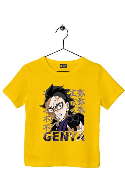 Children's t-shirt with prints Demon Slayer Genya Shinazugawa. Anime, demon slayer, genya, genya shinazugawa, kimetsu no yaiba, manga, аниме, истребитель демонов, манга. 2070702